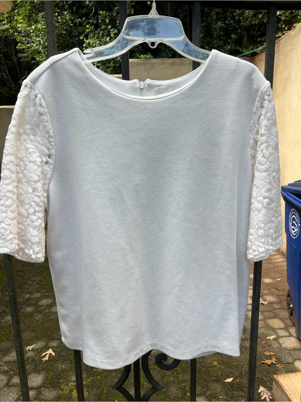 LOFT White Lace Sleeve Top